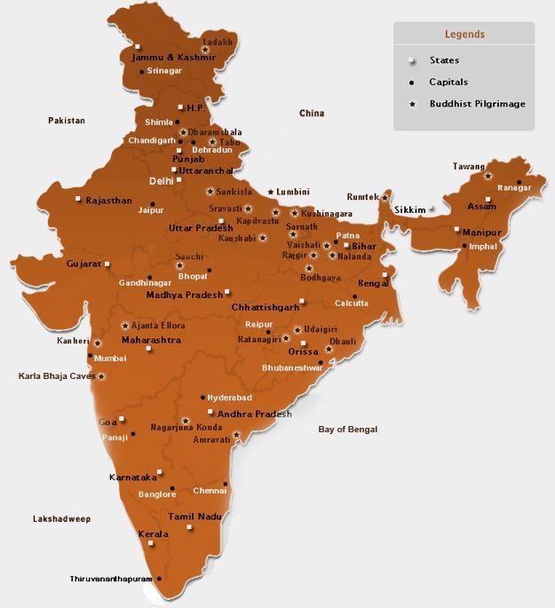 Buddhist Map of India